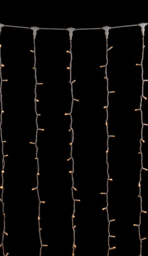 Led Συμμετρική Κουρτίνα Rubber Ip44,Με Επέκταση 2 x 10(h)cm,Διάφανο Καλώδιο/Θερμό Λαμπάκι