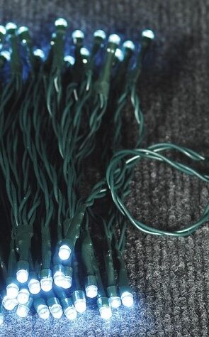 100 Led Λαμπάκια Μπαταρίας Με Πρόγραμμα Και Χρονοδιακόπτη Πράσινο Καλώδιο/ Λευκό Λαμπάκι, Απόστασης 7,5 Μέτρων