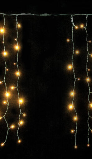 200Led Συμμετρική Κουρτίνα Με Επέκταση 100+100=200 x 100(H)cm,Πράσινο Καλώδιο/Θερμό Λαμπάκι