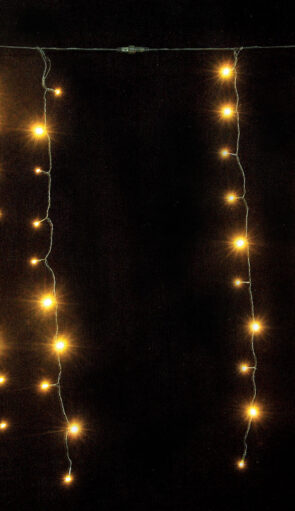 200Led Συμμετρική Κουρτίνα Ip44 Με Επέκταση 100+100=200 x 100(H)cm,Πράσινο Καλώδιο/Θερμό Λαμπάκι