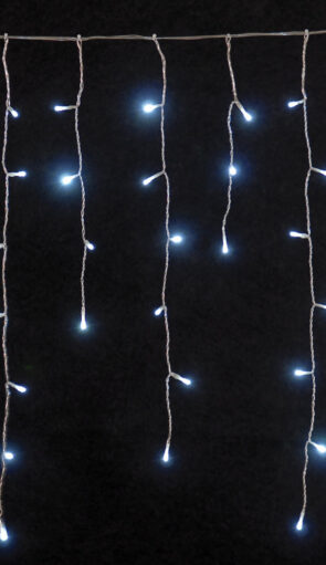 Led Ασύμμετρη Κουρτίνα Με Επέκταση Και Μετασχηματιστή 200 x 70(h)cm,Διάφανο Καλώδιο/Λευκό Λαμπάκι