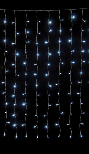 240Led Συμμετρική Κουρτίνα Με Επέκταση Ip44 200 x 100(h)cm ,Με Διάφανο Καλώδιο/Λευκό Λαμπάκι