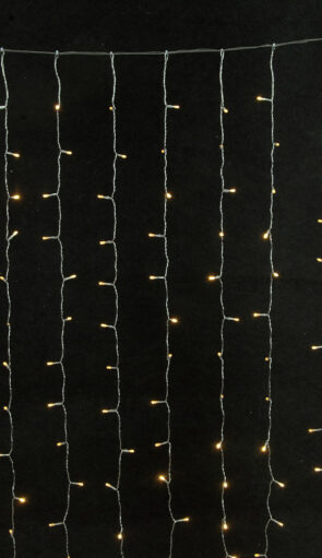 360Led Συμμετρική Κουρτίνα Ip44 Με Επέκταση 200 x 200(H)cm,Διάφανο Καλώδιο/Θερμό Λαμπάκι