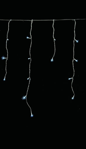 140Led Ασύμμετρη Κουρτίνα Με Επέκταση Και Μετασχηματιστή Ip44, 600 x 75(h)cm,Διάφανο Καλώδιο/ Λευκό Λαμπάκι