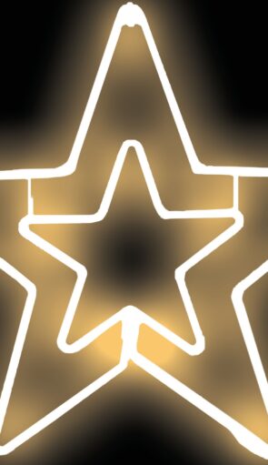 Διπλό Σταθερό Αστέρι Με Led Θερμό Φωτισμό Πλακέ Φωτοσωλήνα,55cm,Ip44