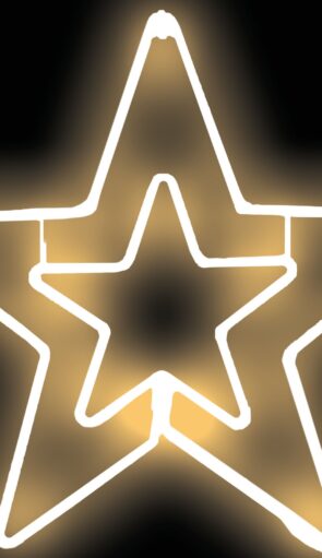 Διπλό Σταθερό Αστέρι Με Led Θερμό Φωτισμό Πλακέ Φωτοσωλήνα,45cm