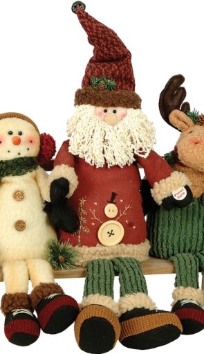 Λούτρινο Σετ Με Χιονάνθρωπο, Άγιο Βασίλη Και Τάρανδο Με Μουσική 35cm