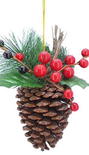 Χριστουγεννιάτικο Κουκουνάρι Με Γκί 10cm