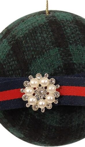 Πράσινη Πάνινη Χριστουγεννιάτικη Μπάλα 11cm