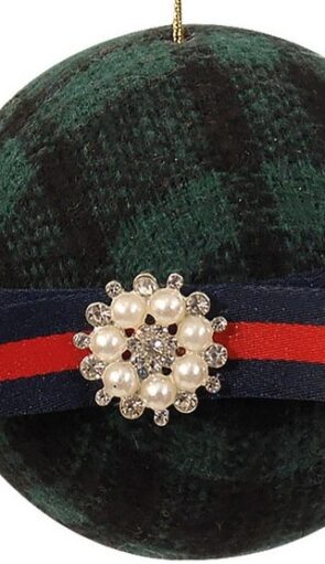 Πράσινη Πάνινη Χριστουγεννιάτικη Μπάλα 9cm