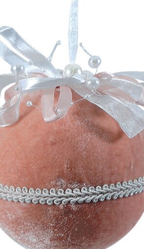 Ρόζ Λούτρινη Χριστουγεννιάτικη Μπάλα 12cm