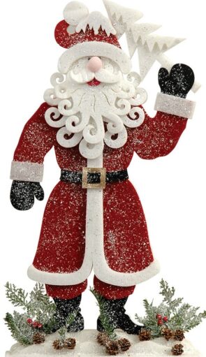 Επιδαπέδιος Χριστουγεννιάτικος Διακοσμητικός Άγιος Βασίλης Φενιζόλ 38 x 8 x 70(h)cm