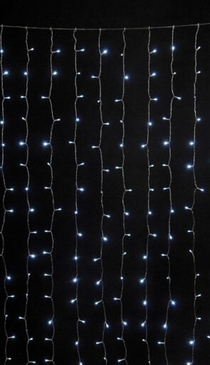 740L Led Συμμετρική Κουρτίνα Με Μετασχηματιστή Ip44 Και Επέκταση 400 x 300(h)cm,Με Διάφανο Καλώδιο Και Λευκo Λαμπάκι