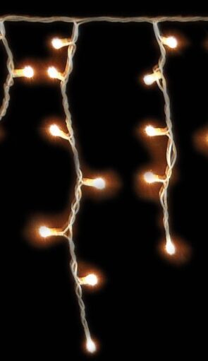 400 x 70cm, Ασύμετρη Κουρτίνα Με Επέκταση, Διάφανο Καλώδιο - Θερμό Λαμπάκι