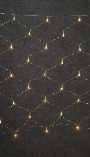 150Led Συμμετρική Κουρτίνα Δίχτυ Μέ Επέκταση Ip44 300 x 100(h)cm,Διάφανο Καλώδιο/Θερμό Λαμπάκι