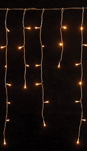 Led Ασύμμετρη Κουρτίνα Με Πρόγραμμα Και Μετασχηματιστή 200 x 70(h)cm,Διάφανο Καλώδιο/Θερμό Λαμπάκι