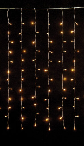 240Led Συμμετρική Κουρτίνα Με Επέκταση Πρόγραμμα Και Μετασχηματιστή 200 x 100(h)cm,Διάφανο Καλώδιο/Θερμό Λαμπάκι