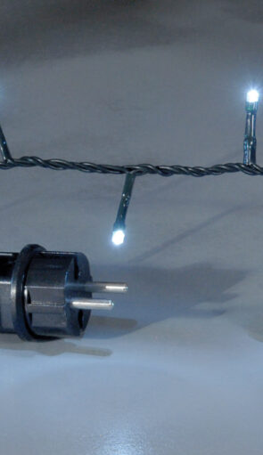 1000Led Λαμπάκια Με Επέκταση Και Μετασχηματιστή Ip44 ,Πράσινο Καλώδιο/Λευκό Λαμπάκι ,50 Μέτρα