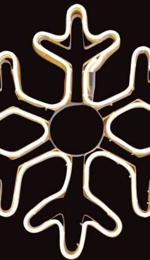 Σταθερή Χιονονιφάδα Με Led Θερμό Φωτισμό Πλακέ Φωτοσωλήνα,53cm,Ip44