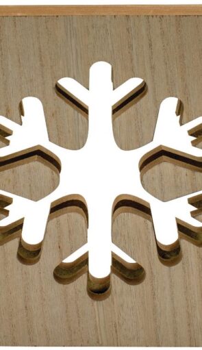 Ξύλινο Διακοσμητικό Με Led Θερμό Φωτισμό Με Usb Μετασχηματιστή,19 x 19(Η) x 3cm