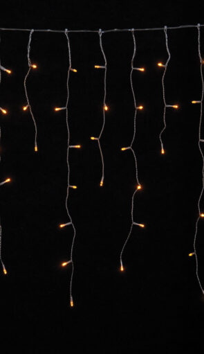 200Led Ασύμμετρη Κουρτίνα Μπαταρίας ΑΑ Με Χρονοδιακόπτη Διάφανο Καλώδιο/Θερμό Amber Λαμπάκι 300 x 70(h)cm.ip44