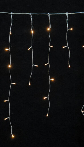 300Led Ασύμμετρη Κουρτίνα Με Επέκταση Και Μετασχηματιστή Ip44, 600 x 75(h)cm,Διάφανο Καλώδιο/ Θερμό Λαμπάκι