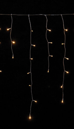 Led Ασύμμετρη Κουρτίνα Με Πρόγραμμα All Flash Και Μετασχηματιστή 200 x 70(h)cm,Διάφανο Καλώδιο/Θερμό Λαμπάκι