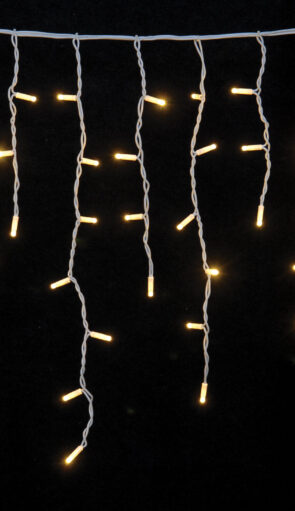 Led Ασύμμετρη Κουρτίνα Rubber Με Επέκταση Ip65 200 x 75(h)cm,Λευκό Καλώδιο/ Θερμό Λαμπάκι