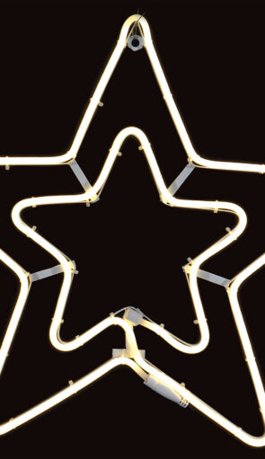 Led Διπλό Σταθερό Φωτιζόμενο Αστέρι Με Φωτοσωλήνα Θερμό Φωτισμό 55cm ,Ip44