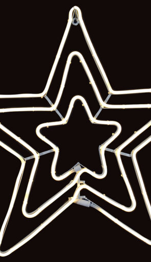 Led Τριπλό Σταθερό Φωτιζόμενο Αστέρι Με Φωτοσωλήνα Θερμό Φωτισμό 70cm ,Ip44