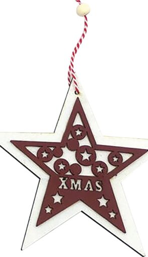 Ξύλινο Κρεμαστό Χριστουγεννιάτικο Στολίδι 13 x  1 x 13(h)cm