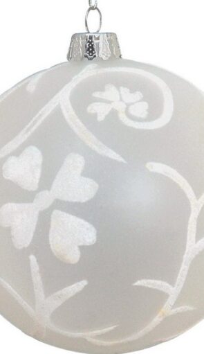 Λευκή Γυάλινη Χριστουγεννιάτικη Μπάλα 10cm