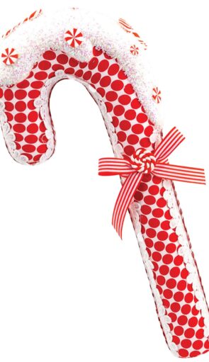 Κόκκινο Πάνινο Χριστουγεννιάτικο Μπαστούνι 22 x 8 x 56cm