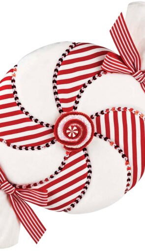 Κόκκινο Πάνινο Χριστουγεννιάτικο Στολίδι Καραμέλα 9 x 25 x 42cm