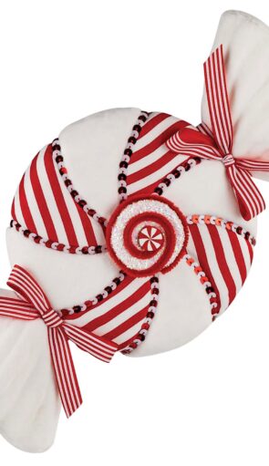 Κόκκινο Πάνινο Χριστουγεννιάτικο Στολίδι Καραμέλα 9 x 18 x 36cm