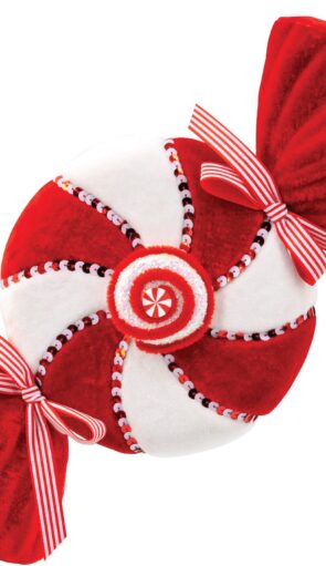 Κόκκινο Πάνινο Χριστουγεννιάτικο Στολίδι Καραμέλα 9 x 18 x 36cm