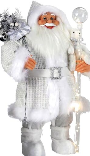 Διακοσμητικός Άγιος Βασίλης Με Φωτιζόμενο Μπαστούνι Μπαταρίας 80cm