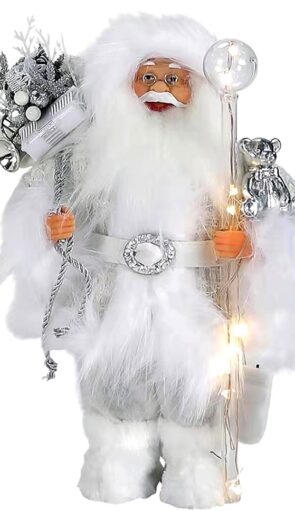 Διακοσμητικός Άγιος Βασίλης Με Φωτιζόμενο Μπαστούνι Μπαταρίας 30cm