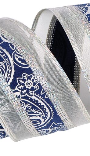 Ασημί Χριστουγεννιάτικη Κορδέλα 8,5 Μέτρα (9 yards)