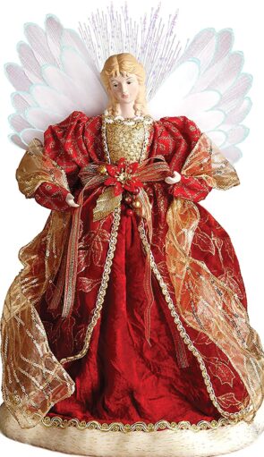 Κόκκινη Χριστουγεννιάτικη Κορυφή Δέντρου Με Φώς Όπτικες Ίνες  ,Μπαταρίας 40cm